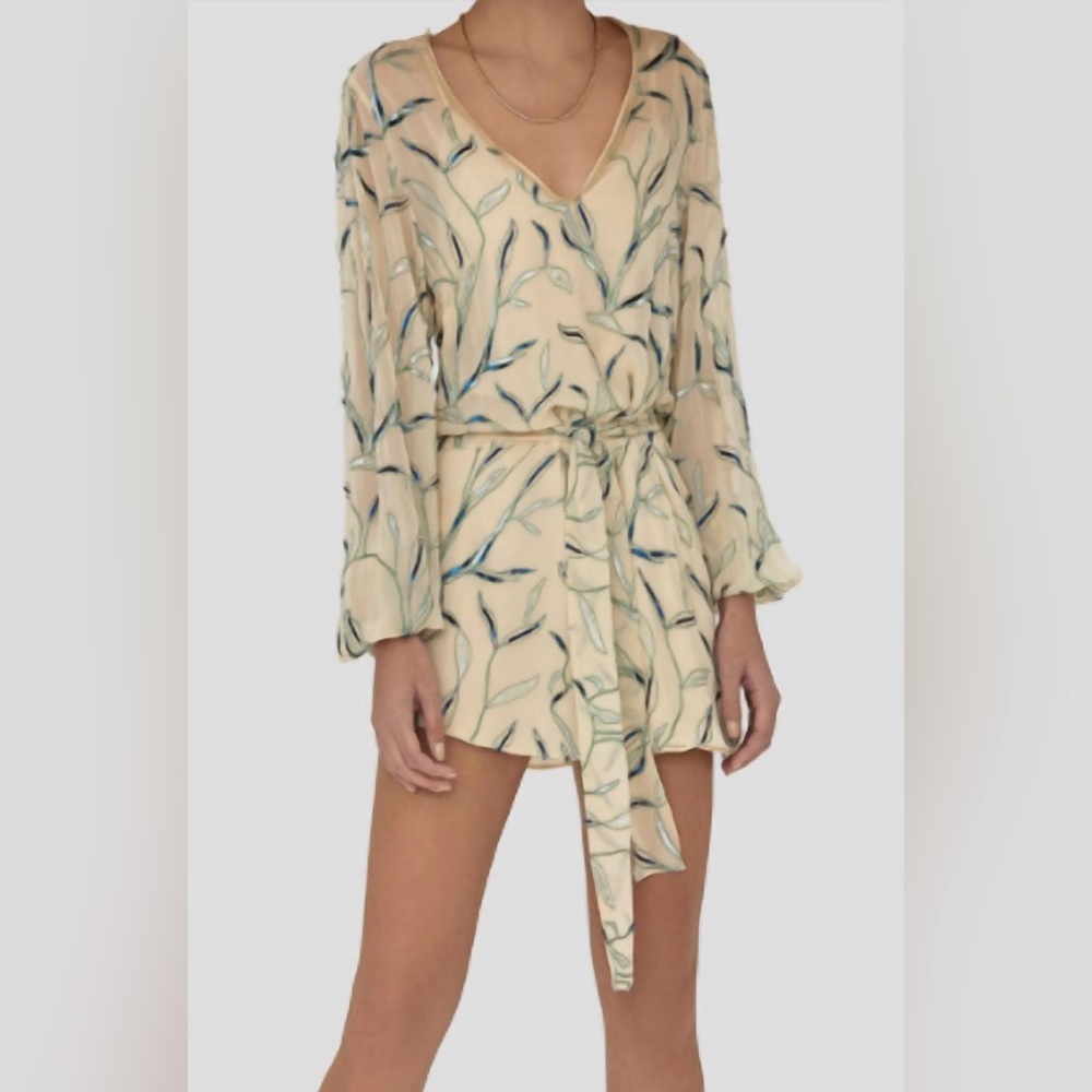 Alexis Lujana Floral Sequin Embroidered Mini Dress